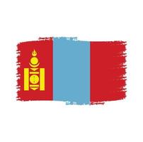 Mongolia flag vector with watercolor brush style