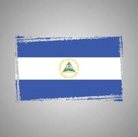 Nicaragua flag vector with watercolor brush style