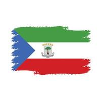 Equatorial Guinea flag vector with watercolor brush style