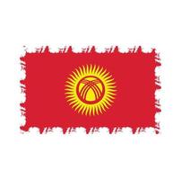 Kyrgyzstan flag vector with watercolor brush style