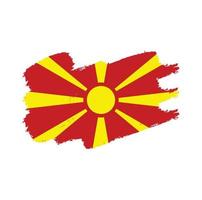 North Macedonia flag vector with watercolor brush style