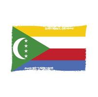 Comoros flag vector with watercolor brush style