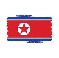 North Korea flag vector with watercolor brush style