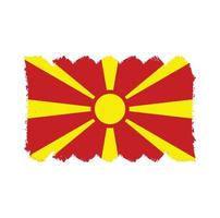 North Macedonia flag vector with watercolor brush style