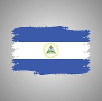 Nicaragua flag vector with watercolor brush style