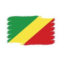 Republic Congo flag vector with watercolor brush style