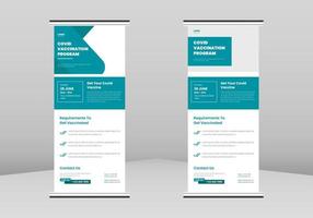 Covid vaccination Roll up Banner Design, Covid vaccination Roll up leaflet template. Injection flyer poster template. Covid vaccination DL Flyer, Trend Business Roll Up Banner Design,