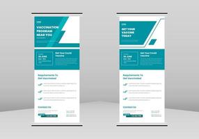 Covid vaccination Roll up Banner Design, Covid vaccination Roll up leaflet template. Injection flyer poster template. Covid vaccination DL Flyer, Trend Business Roll Up Banner Design, vector