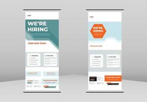 We are Hiring Roll up Banner Design, We are Hiring Roll up leaflet template. We are Hiring flyer poster template. Hiring Employee DL Flyer, Trend Business Roll Up Banner Design, vector