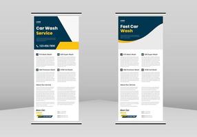 Car wash Roll up Banner Design, Car wash and detailing service Roll up leaflet template. Car wash poster template. Car wash and detailing service DL Flyer, Trend Business Roll Up Banner Design vector