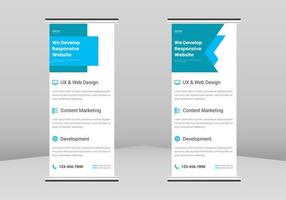 Web design service Roll up Banner Design, Web design and development services Roll up leaflet template. Web design poster template. Web design and development service poster DL Flyer vector