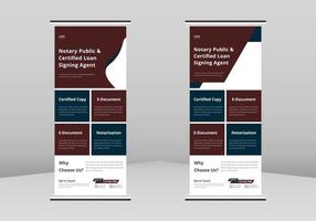 Notary service Roll up Banner Design, Lawyer notary service poster Roll up leaflet template. Legal document signing service poster template. Notary service poster DL Flyer vector
