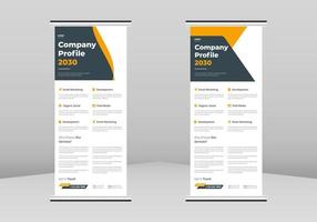 Annual Report Roll up Banner Design, Annual Report and Company Profile Roll up leaflet template. Annual Report poster template.Annual Report and Company Profile poster DL Flyer vector