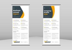 Annual Report Roll up Banner Design, Annual Report and Company Profile Roll up leaflet template. Annual Report poster template.Annual Report and Company Profile poster DL Flyer vector