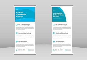 Web design service Roll up Banner Design, Web design and development services Roll up leaflet template. Web design poster template. Web design and development service poster DL Flyer vector