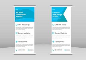 Web design service Roll up Banner Design, Web design and development services Roll up leaflet template. Web design poster template. Web design and development service poster DL Flyer vector