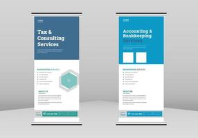 Accounting and bookkeeping service Roll up Banner Design, Tax service solution service poster Roll up leaflet template. Accounting and budget management service poster template vector