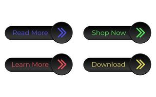 Web button icon symbol. Black button with arrow. Editable text. vector