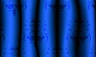 Realistic blue patterned fabric curtains. Pattern on drapes. Vector illustration.