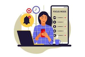 Focus of attention concept. Focus mode. Attention concentration on the work. Vector illustration. Flat