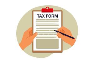 Tax form concept. Online tax payment. Vector illustration. Flat