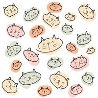 patrón de caras de gatito dibujado a mano. vector