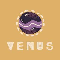 cartel de letras de Venus y planeta. ilustración vectorial para carteles, grabados y tarjetas. vector