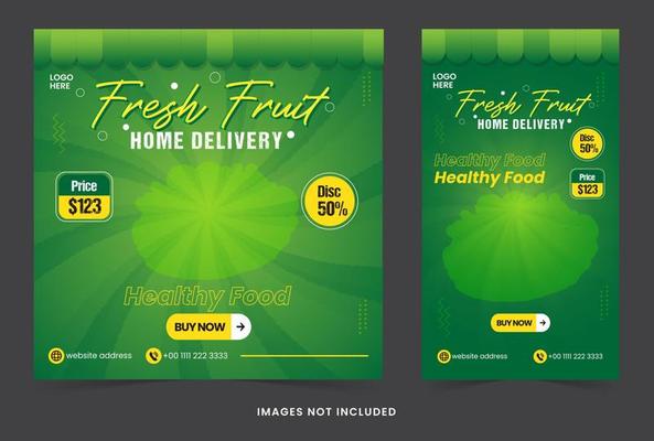 social media banner post fruit with elegant and fresh style template for marketing and advertising