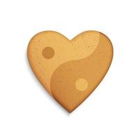 Gingerbread cookie in the shape of a heart with Yin Yang symbol vector