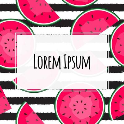 Abstract Summer Watermelon Background with Frame. Vector Illustration