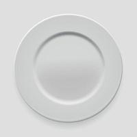 Empty white round plate on light background for your design. Vector Illustration