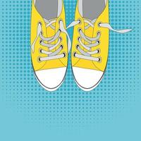 Pair of shoes on color background in Pop Art Style Vector Illustration