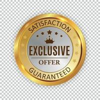 Exclusive Offer Golden Shiny Label Sign. Vector Illustration