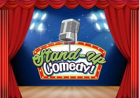 Stand up comedy banner con micrófono vintage vector