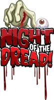 Night of the dread word creepy logo for Halloween vector