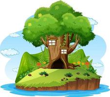 Isolated tree house with hollow vector