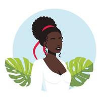 African woman avatar, portrait. young feminine woman with dark skin vector