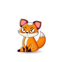 displeased offended upset red fox sitting. Cartoon. vector illustration