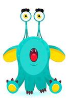 cute, friendly, surprised, blue, colorful monster alien. Cartoon style. Vector illustration
