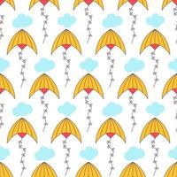 kite pattern. Kites seamless pattern. Flying kites background. Retro fabric style. Vector illustration.