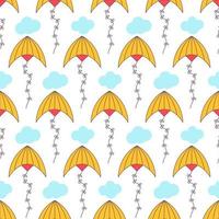 kite pattern. Kites seamless pattern. Flying kites background. Retro fabric style. Vector illustration.