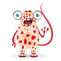 cute, friendly, spotted, red alien monster. Cartoon style. Vector illustration