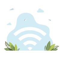 free Wi-Fi. Internet, online, vector illustration. Communication and network concept for banner, website design or landing web page Wifi symbol. Wireless icon. Vector illustration