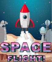 Space Flight poster design with spaceship vector