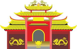 edificio de adoración del templo chino vector