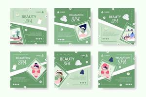 spa de belleza y publicación de yoga editable de fondo cuadrado adecuado para redes sociales, alimentación, tarjetas, saludos, anuncios impresos y web en Internet vector