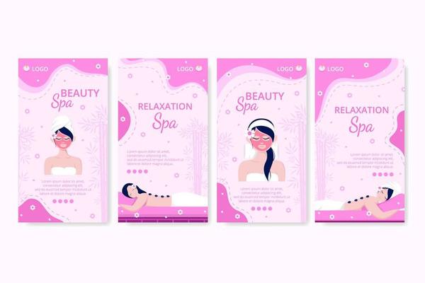 Beauty Spa and Yoga Stories Editable of Square Background Suitable for Social Media, Feed, Card, Greetings, Print and Web Internet Ads