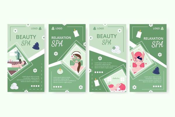 Beauty Spa and Yoga Stories Editable of Square Background Suitable for Social media, Feed, Card, Greetings, Print and Web Internet Ads