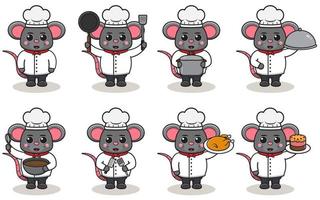 Ilustración vectorial de dibujos animados de ratón chef. vector