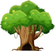 Fantasy tree house inside tree trunk on white background vector